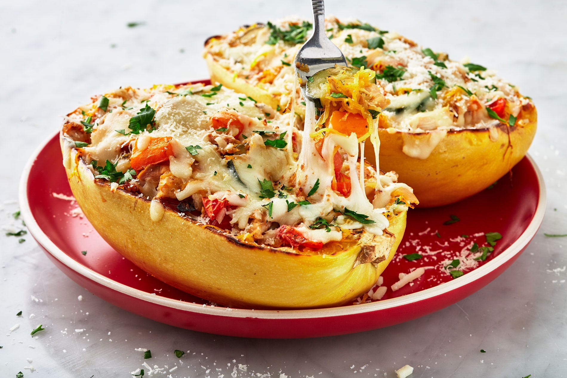 We Can't Stop Making Primavera Spaghetti Squash Boats