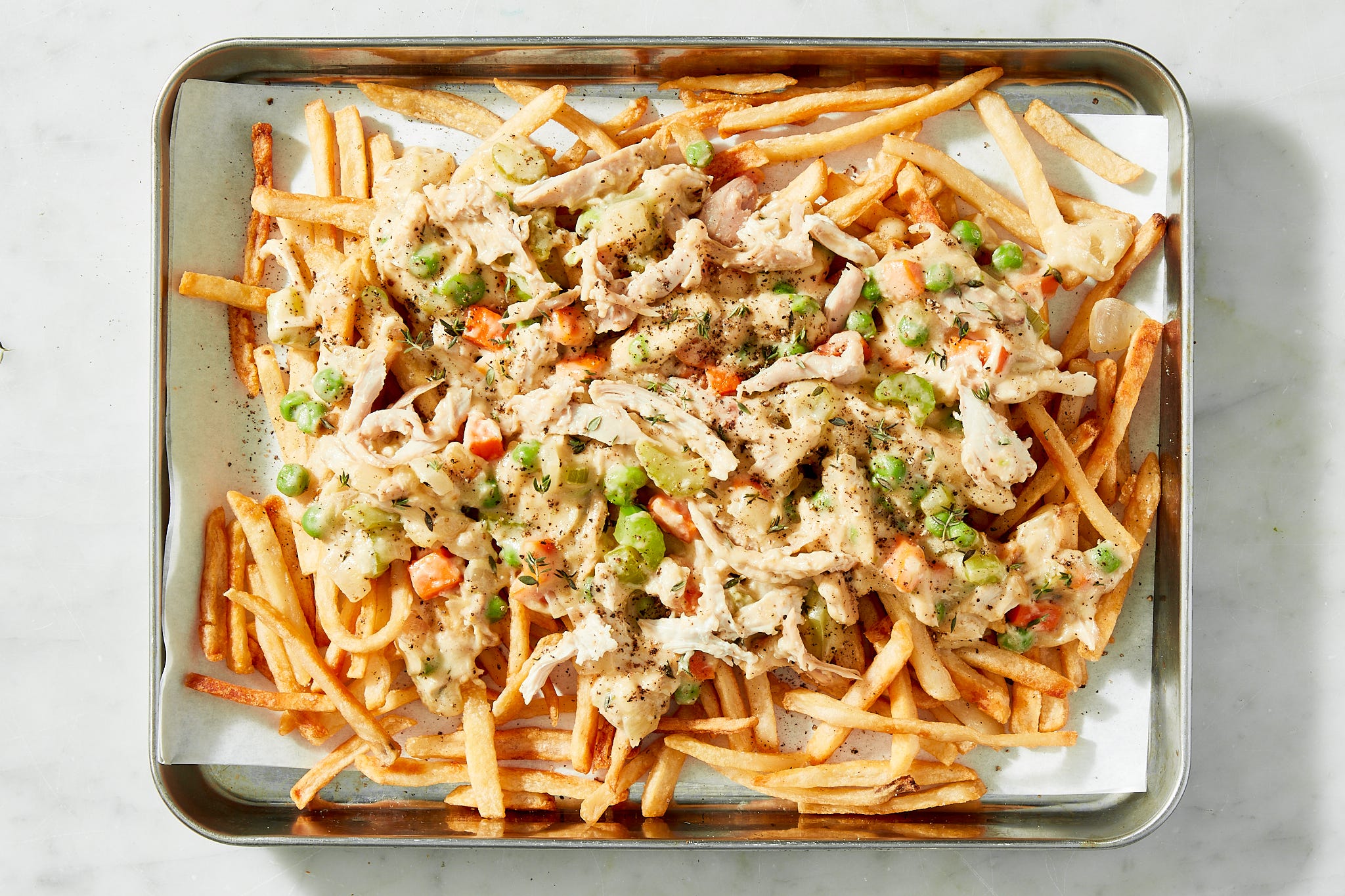 Chicken Pot Pie Poutine = Your Two Favorite Comfort Foods Combined 😱