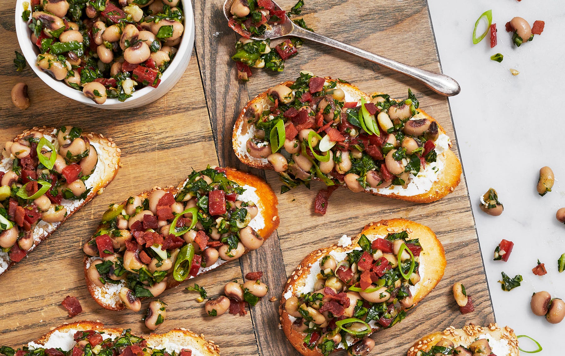 Upgrade Your Juneteenth Celebration With This Black-Eyed Pea Bruschetta