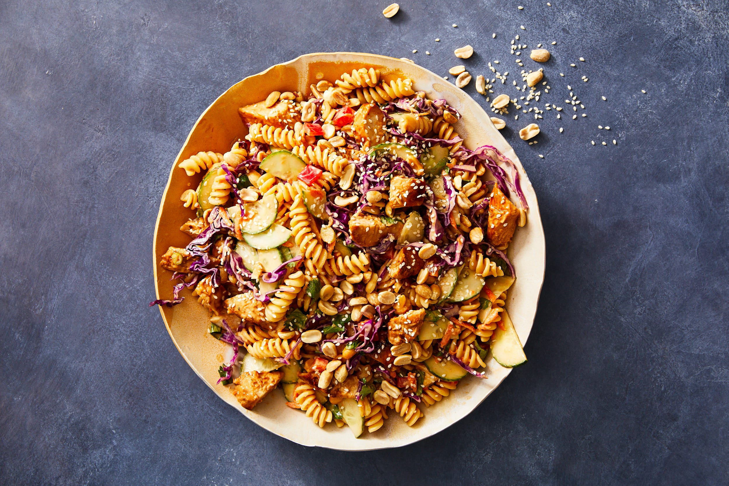 This Thai Peanut Chicken Pasta Salad Is What Your Potluck Needs