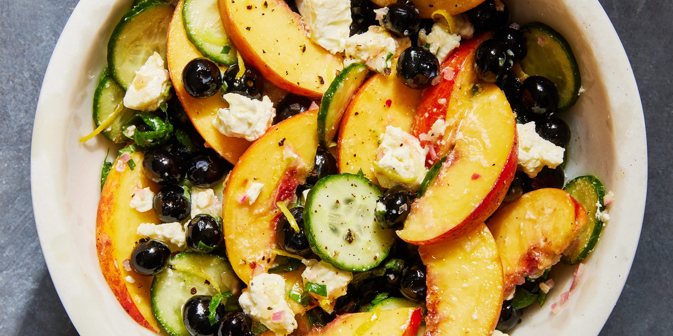 Blueberry Peach Feta Salad Is Summer In A Bowl