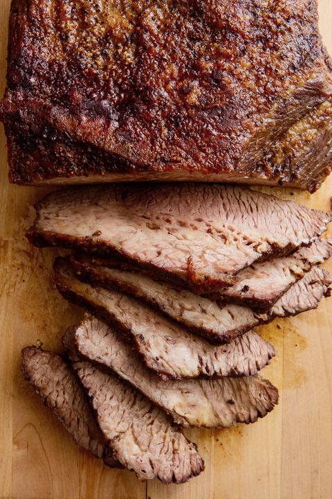 beef brisket with a nice crust that has been partially sliced
