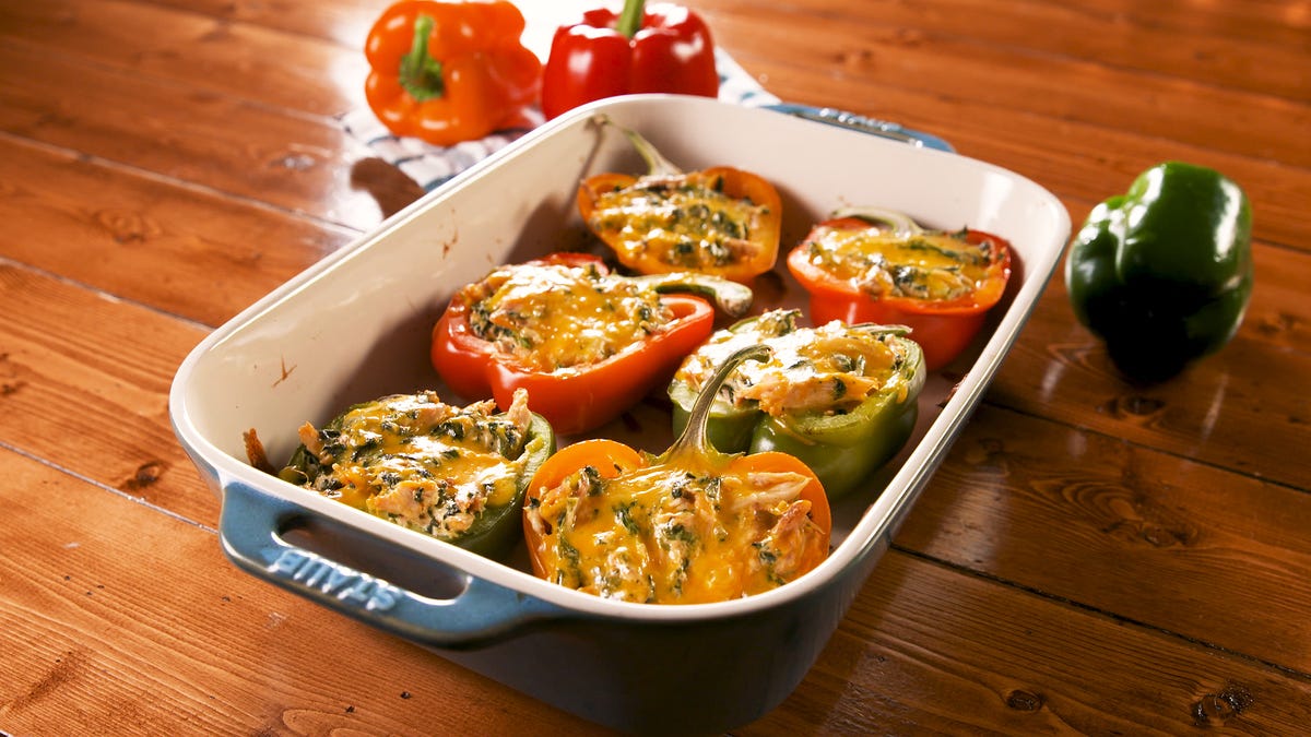 Best Creamy Chicken Stuffed Peppers Recipe - How To Make Creamy Chicken Stuffed Peppers