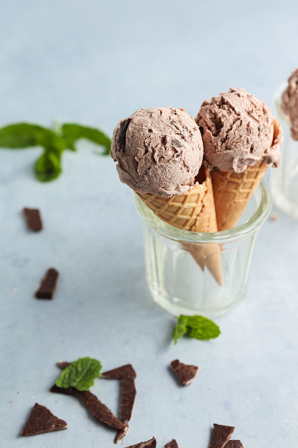 mint chocolate chip ice cream cone