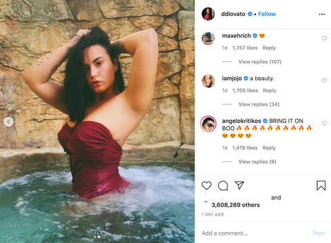 demi lovato max ehrich instagram comment