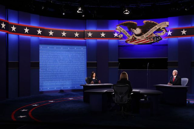 mike pence and kamala harris take part in vice presidential debate