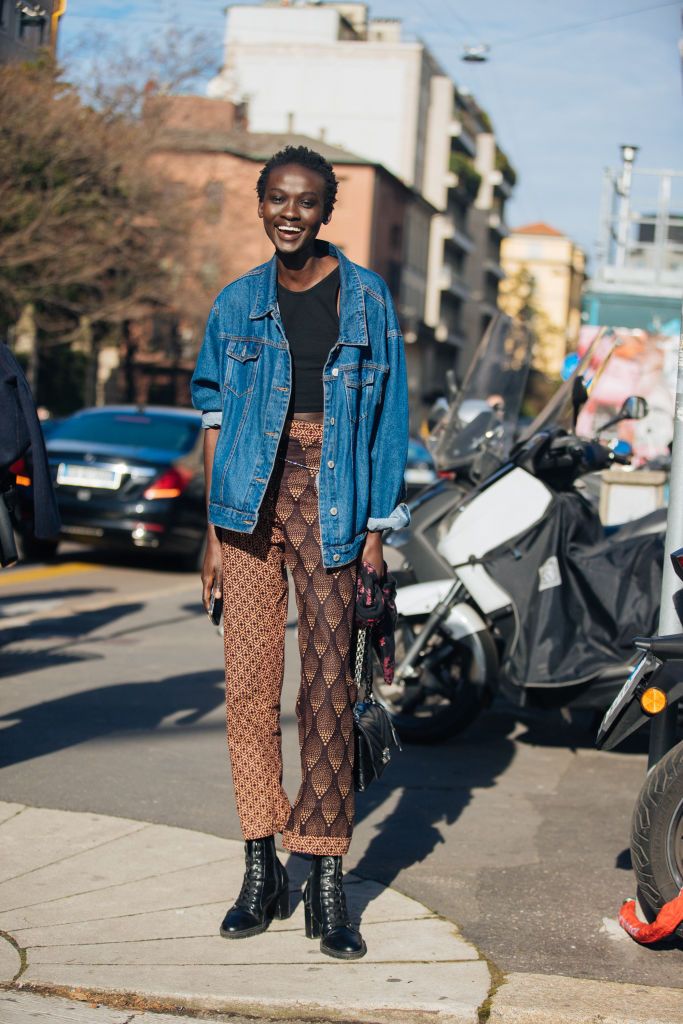 short frock with jeans jacket