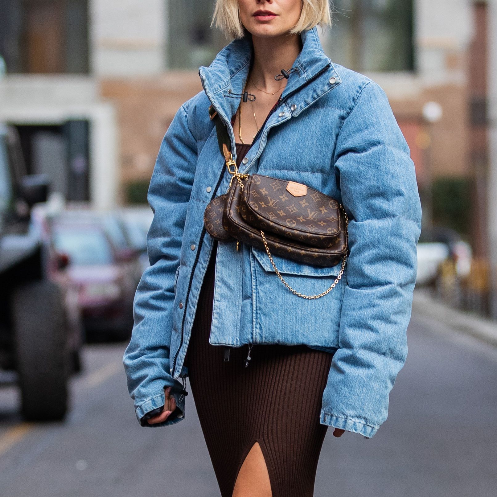 dress and denim jacket