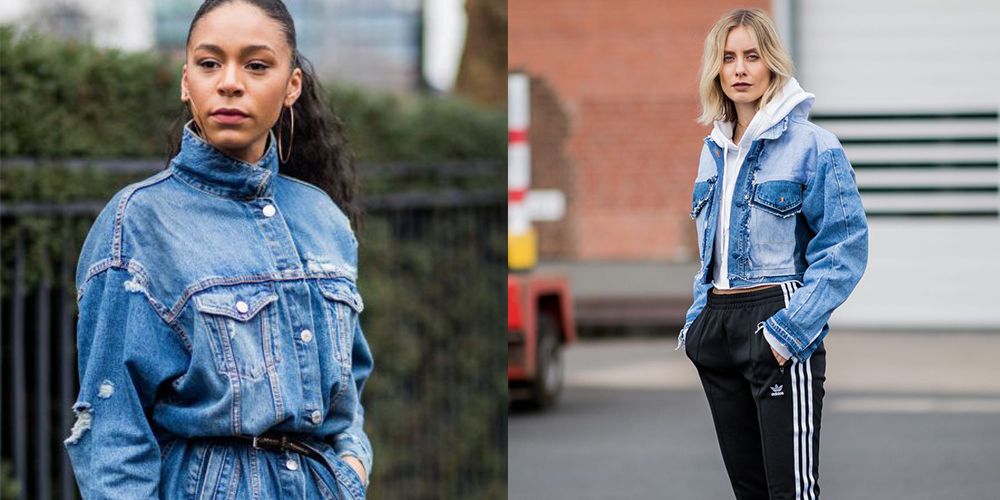 half blue half black jean jacket