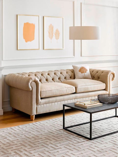 Furniture, Couch, Room, Living room, Interior design, studio couch, Table, Beige, Sofa bed, Coffee table, 