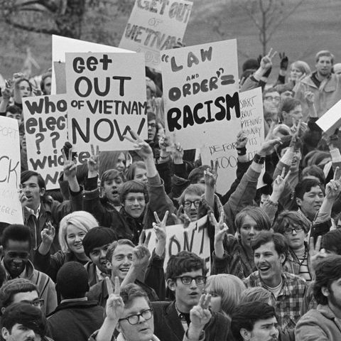 participants in a students for a democratic society sponsored staged a demonstration on the steps of the iowa capitol and called for peace in vietnam in november 1968﻿﻿
