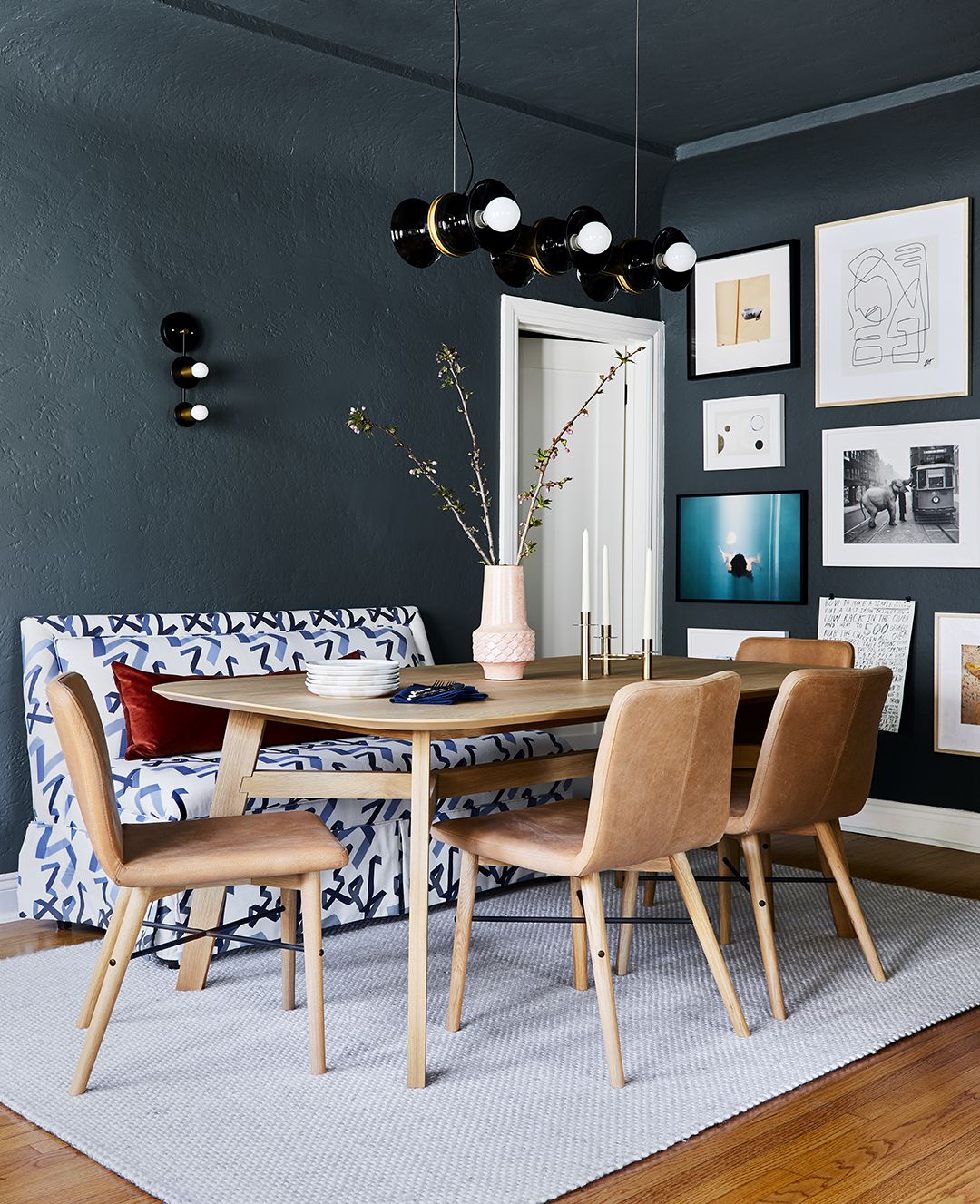 statement lights over dining table