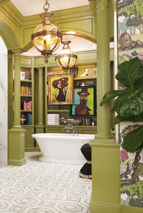 bathroom with books