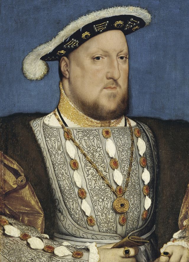vintage english history painting of henry viii of england, by the workshop of hans holbein the younger