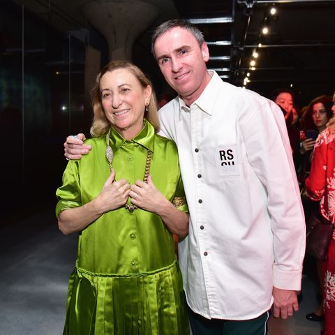 Miuccia Prada and Raf Simons at the Prada Resort 2019 Fashion Show