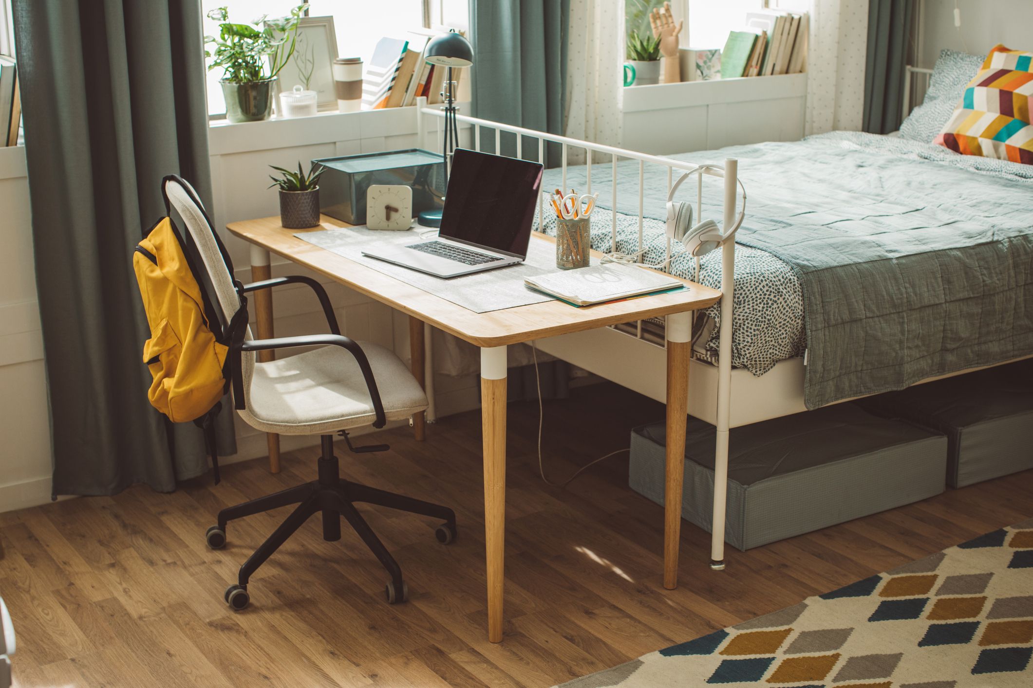 small bedroom with computer desk