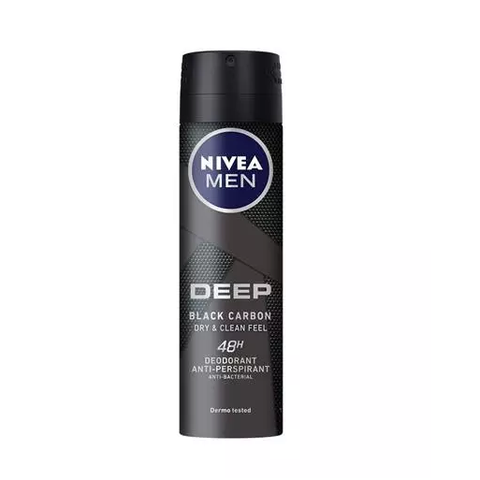 Desodorante Deep Dry & Clean Spray Black Carbon de Nivea Men