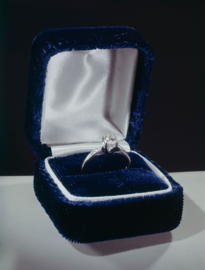 Wedding Engagement Ring Box Personalised Engraved Shiny Double Ring Box 