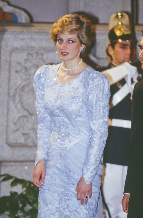 diana, princess of wales during official vist to portugal