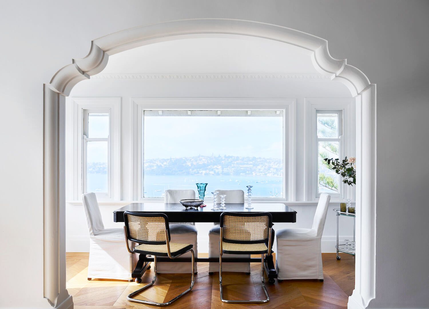 Kitchen With Arch In Dining Room