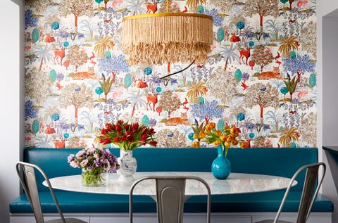 dining room with wallpaper