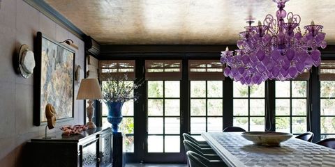 Room, Interior design, Dining room, Property, Furniture, Building, Purple, House, Table, Ceiling, 
