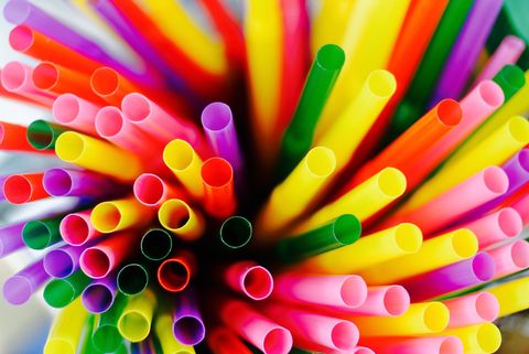 Directly Above Shot Of Colorful Drinking Straws