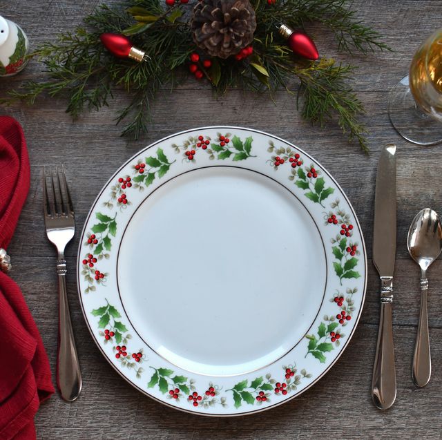 directly above shot of eating utensils on dining table during christmas