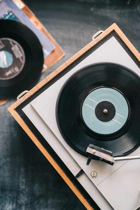 Directly Above Shot Of Turntable On Table