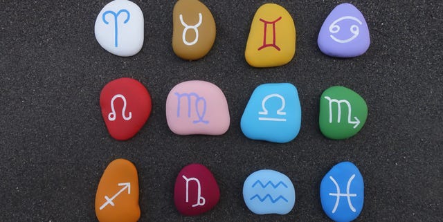 Directly Above View Of Astrology Signs Pebbles On Table directly above view of astrology signs pebbles on table