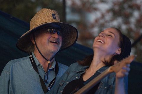 terrence malick and rooney mara on the set of 'song to song'