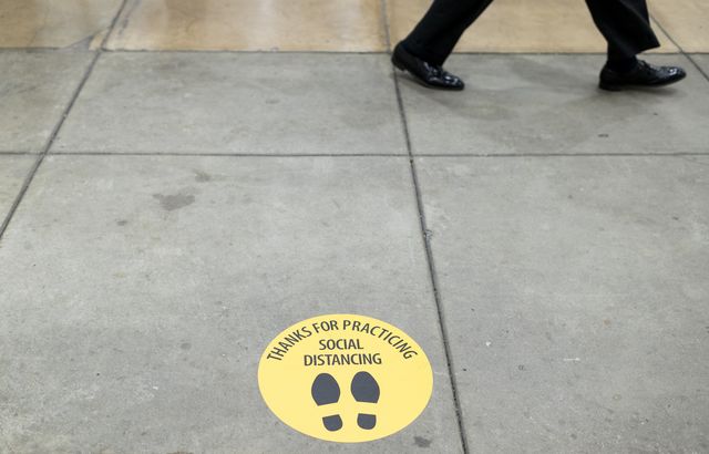 united states   june 16 sen chuck grassley, r iowa, walks past a social distancing sign in the senate subway in the capitol on wednesday, june 17, 2020 photo by bill clarkcq roll call, inc via getty images