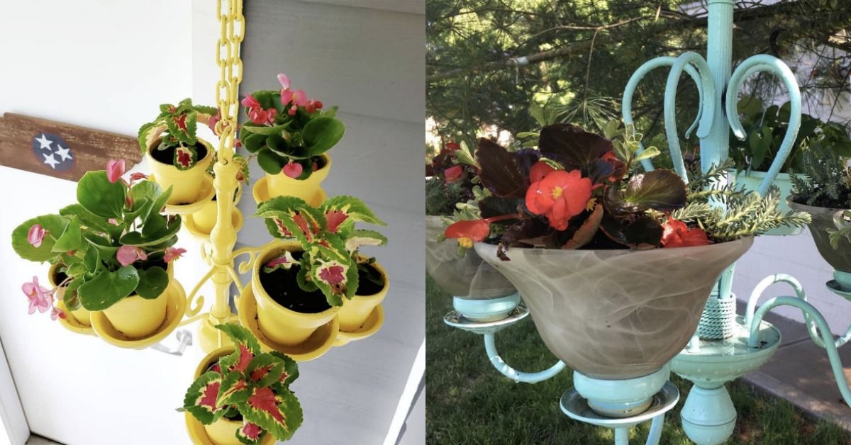 Old Chandelier Into A Planter Diy, Spray Painting Chandelier Chain With S Hook