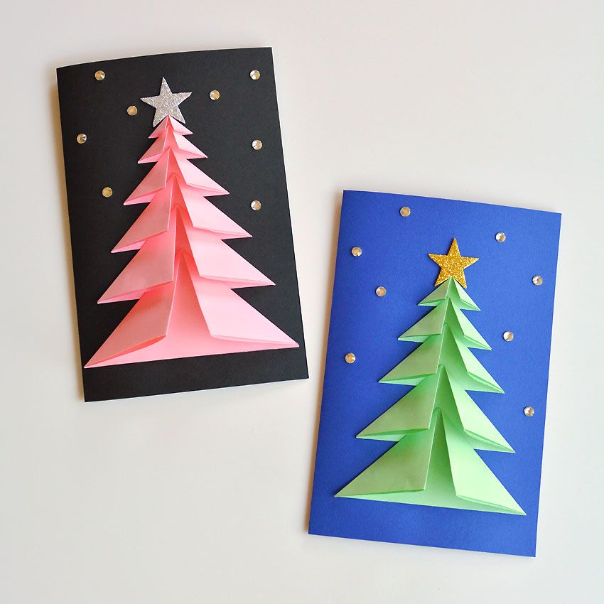 DIY Coloring Christmas Tree Cards 12 Cards & Envelopes 5" x 7" New 