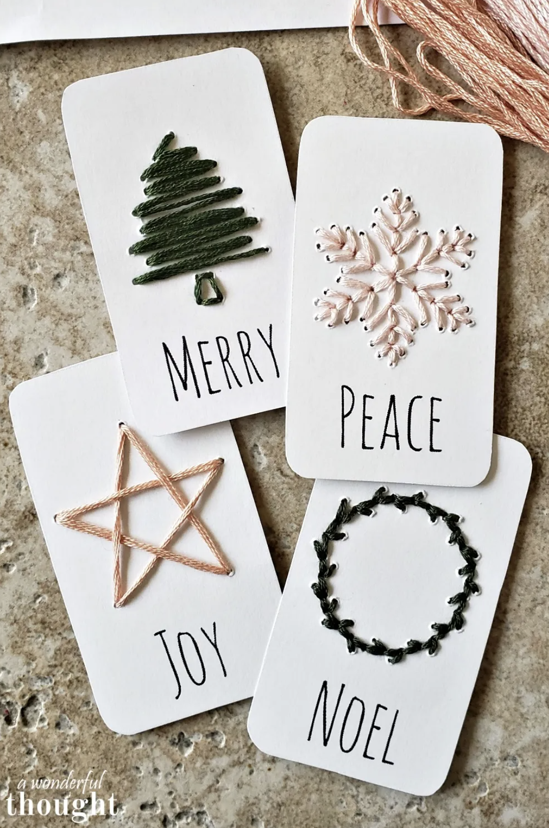 Tree Snowflake or Bell Half Fold Christmas Cards