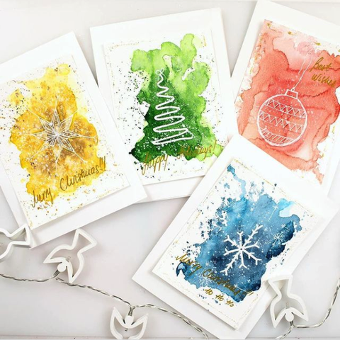 watercolor christmas card in diy christmas cards