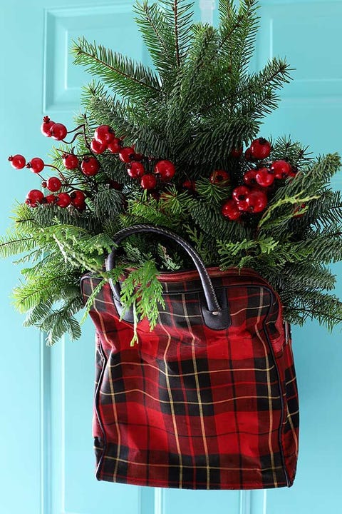 diy christmas door decorations plaid bag