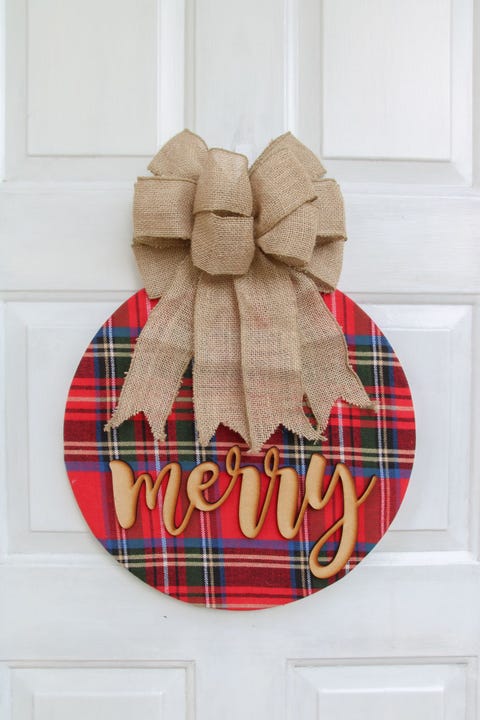 diy christmas door decorations plaid ornament