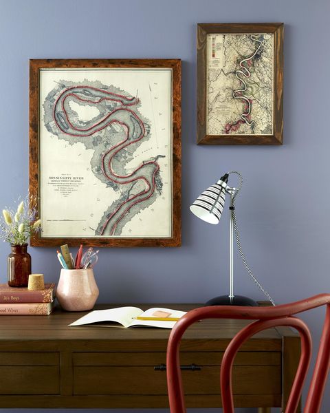 two framed vintage maps with ribbons marking traversed routes for a diy christmas gift