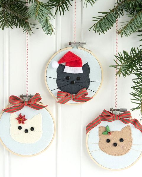 dıƴ chrıstmas ornaments cat embroiderƴ hoop ornaments