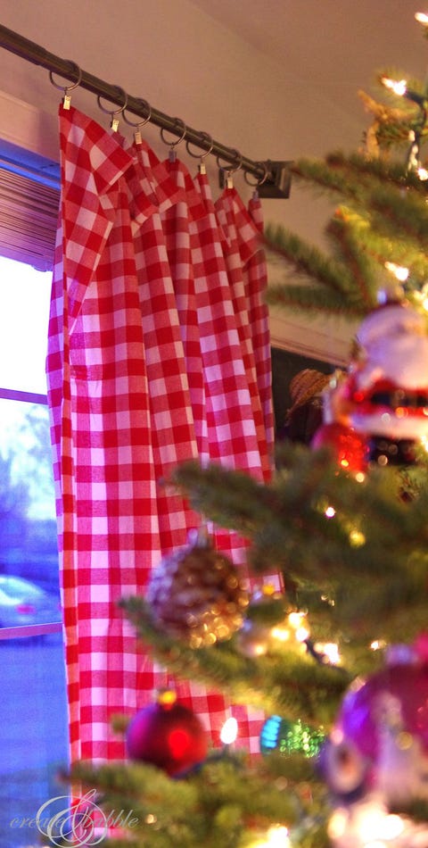 diy christmas window decorations checkered curtain