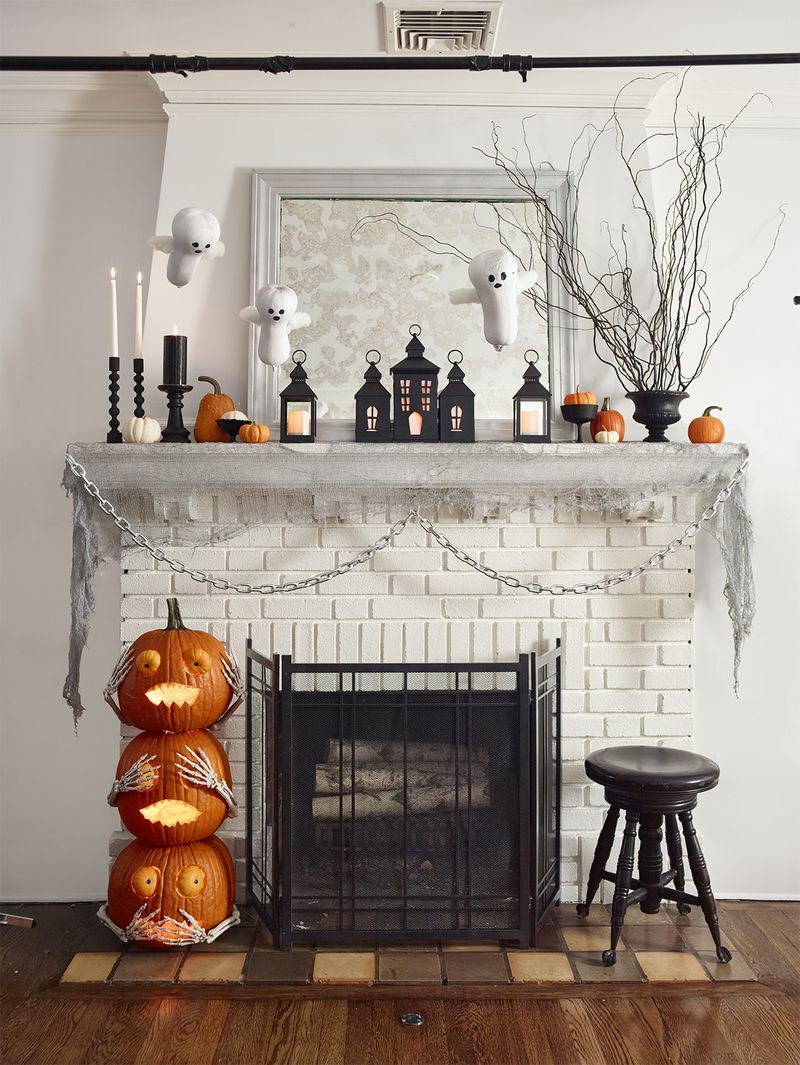 Spooky Haunted Mansion Happy Halloween Wood Halloween Centerpiece Halloween Mantle Decor