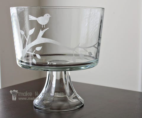 diy kitchen decor glass etched trifle bowl