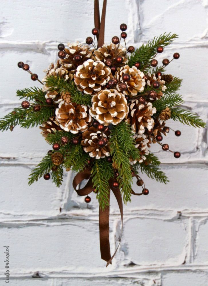 Pinecone Christmas Crafts   Diy Pine Cone Kissing Ball Pine Cone Craft 1565806550 