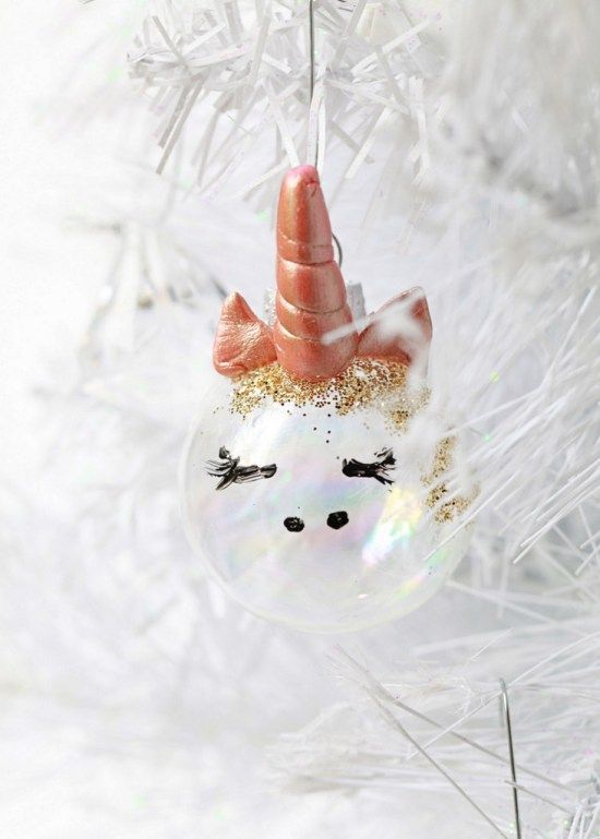 Stocking Stuffer Glitter Unicorn Rainbow Christmas Ornament 3in Ceramic Personalized Unicorn Ornament for Little Girl Gift Tween Girly