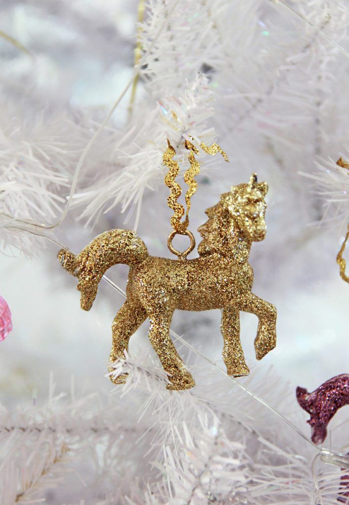Mystical Clear Glitter Unicorn 4 Inch Acrylic Decorative Hanging Ornament Set of 2 