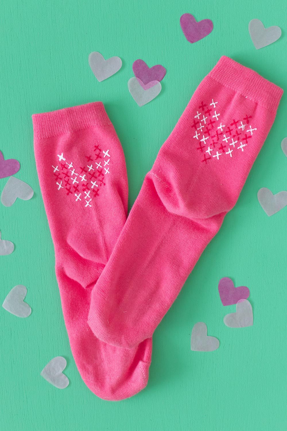 Personalised Valentines Hot Pink Socks Choose your name. I Heart