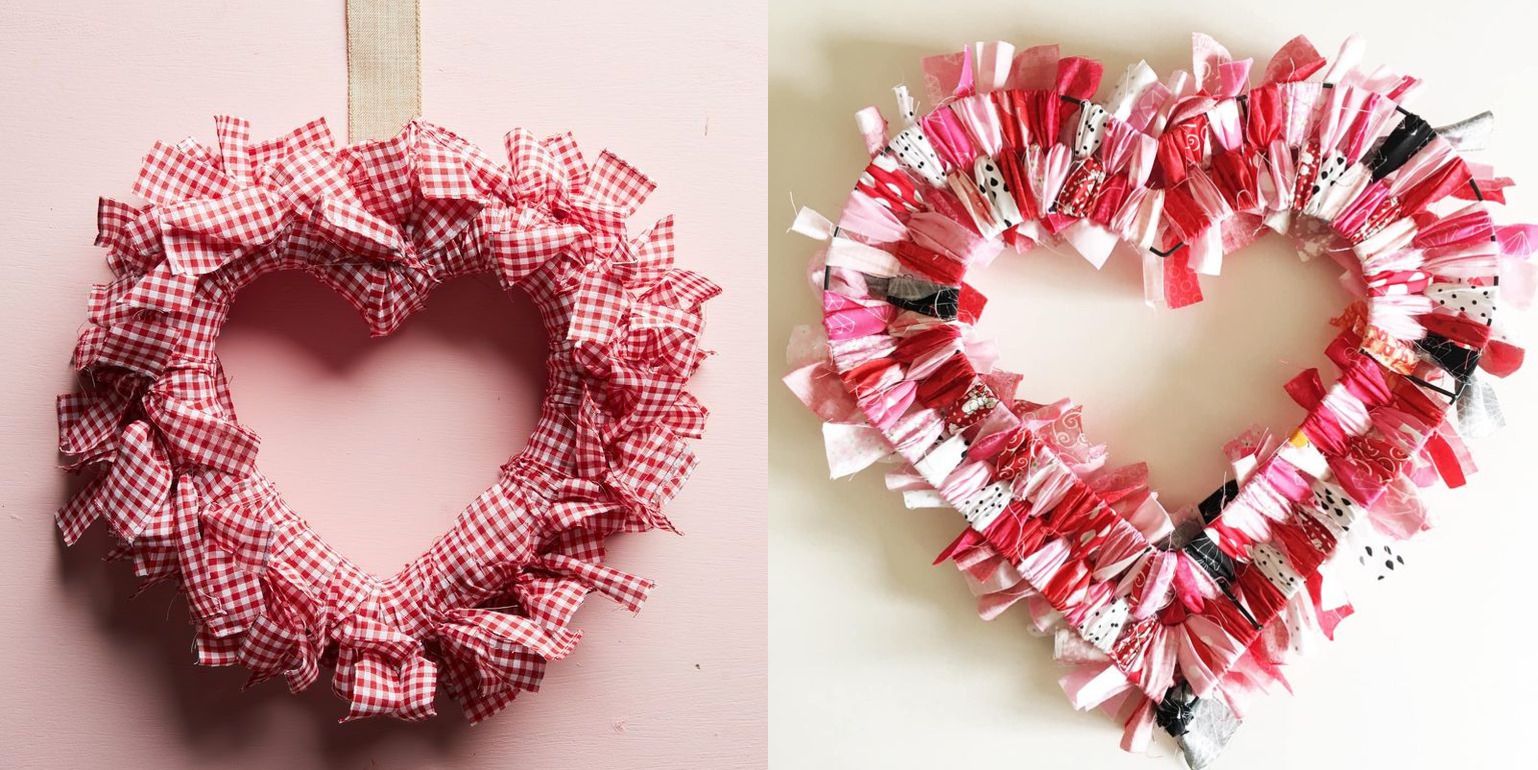 Vintage valentine inspired red heart wreath