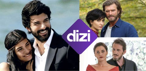 imágenes de series turcas con el logo de dizi, el nuevo canal de amazon prime video