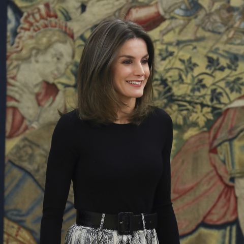 átomo piel Presentar La reina Letizia vuelve a vestirse en Zara - La falda de 'print' de  serpiente de 12,99 euros y de Zara de la Reina Letizia